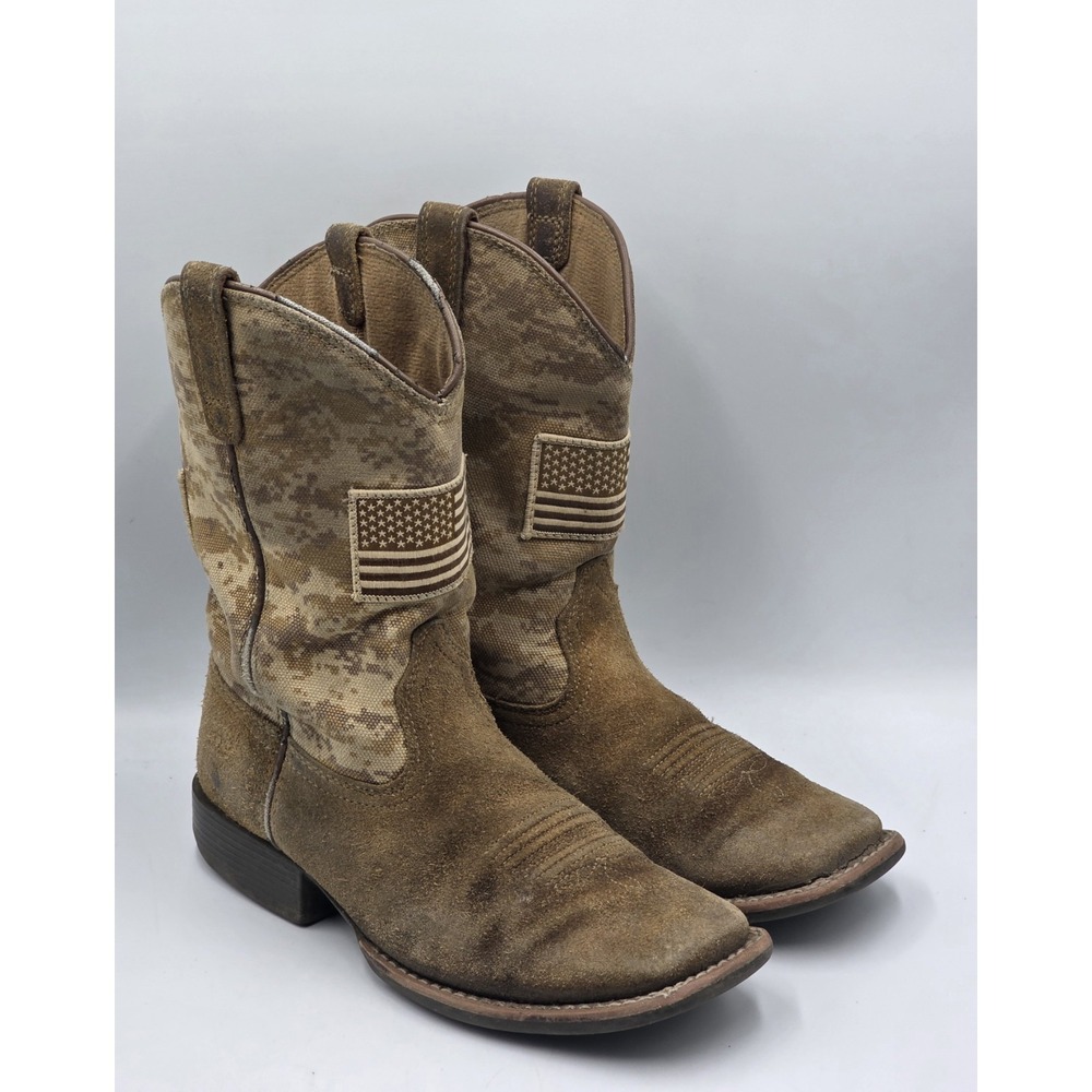 Ariat Square Toe Western Boots Patriot  Youth Kids Size 2 USA Flag Digital Camo